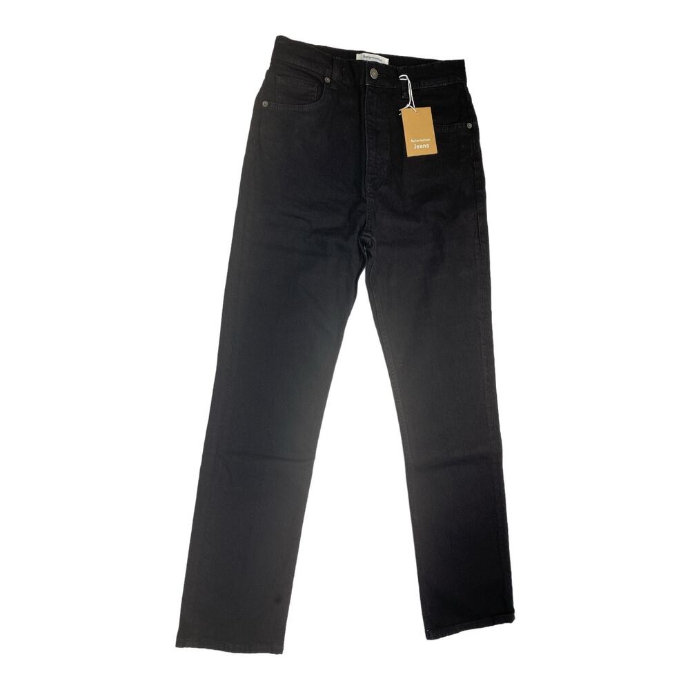 Reformation Women's Black LIZA Ultra High Rise Straight Jeans Size 29